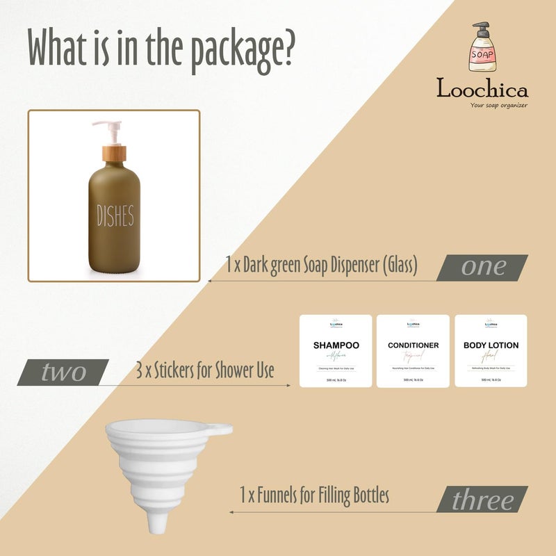 Loochica Sage Green Glass Kitchen Soap Dispenser, Detergent Dispenser or Dish Soap Dispenser for Kitchen Sink, Modern Sage Green Decor Dish Soap Pump for Kitchen Organization - Image 5